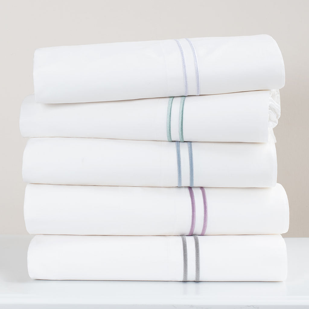 French Blue Lines Embroidered Flat Sheet