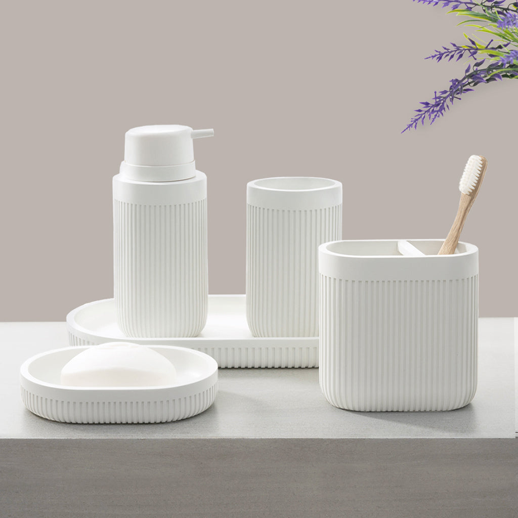 Modern Ribbed Pearl Bath Accessories, Tray