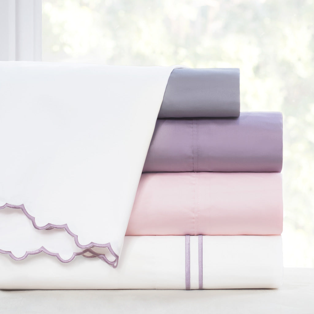 The Lilac Purple Scalloped Embroidered Sheet Set