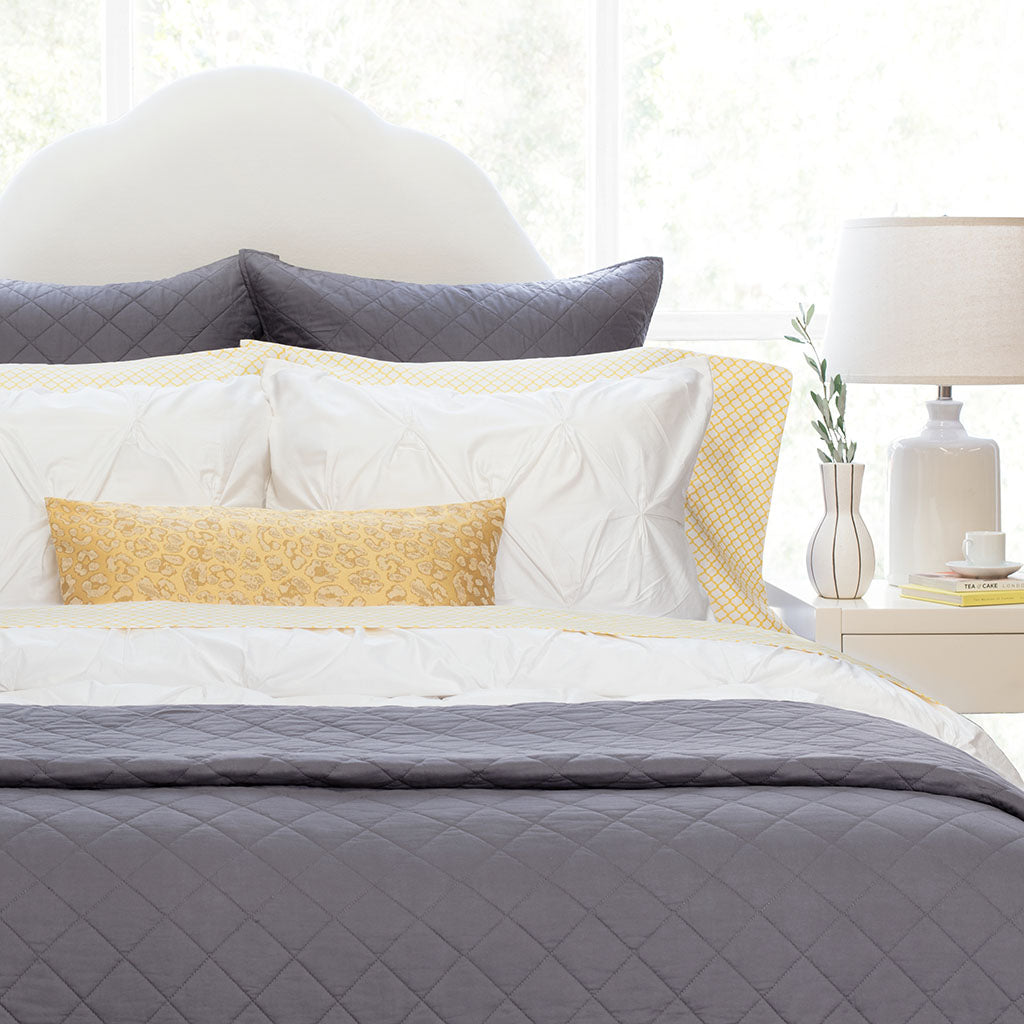 Charcoal Grey Diamond Quilt Euro Sham