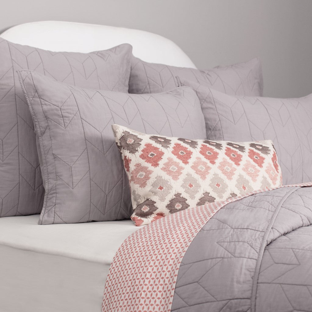Light Grey Chevron Quilt Sham Pair