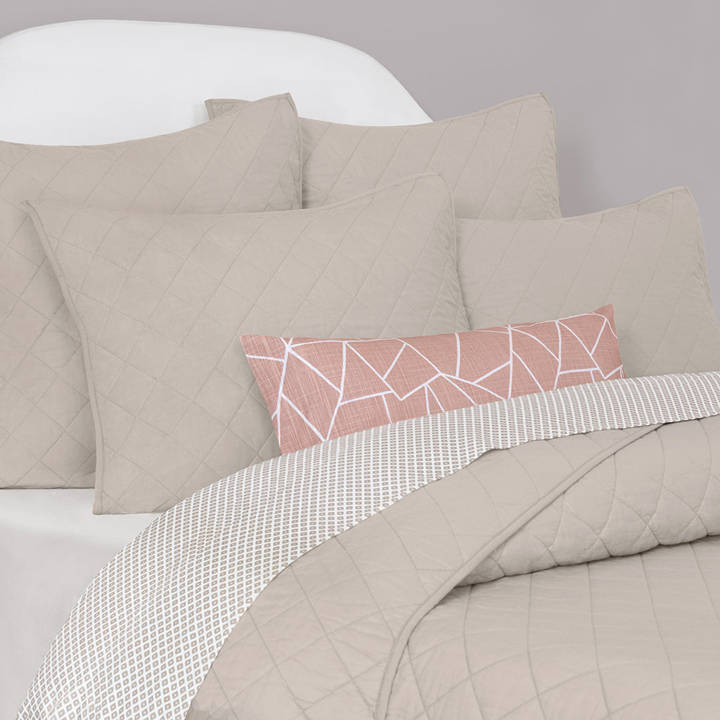 Dove Grey Diamond Quilt Sham Pair