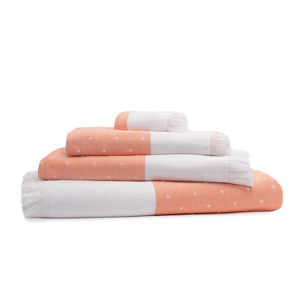 Coral Dot Fouta Towel Spa Bundle (2 Wash + 2 Hand + 4 Bath Towels)
