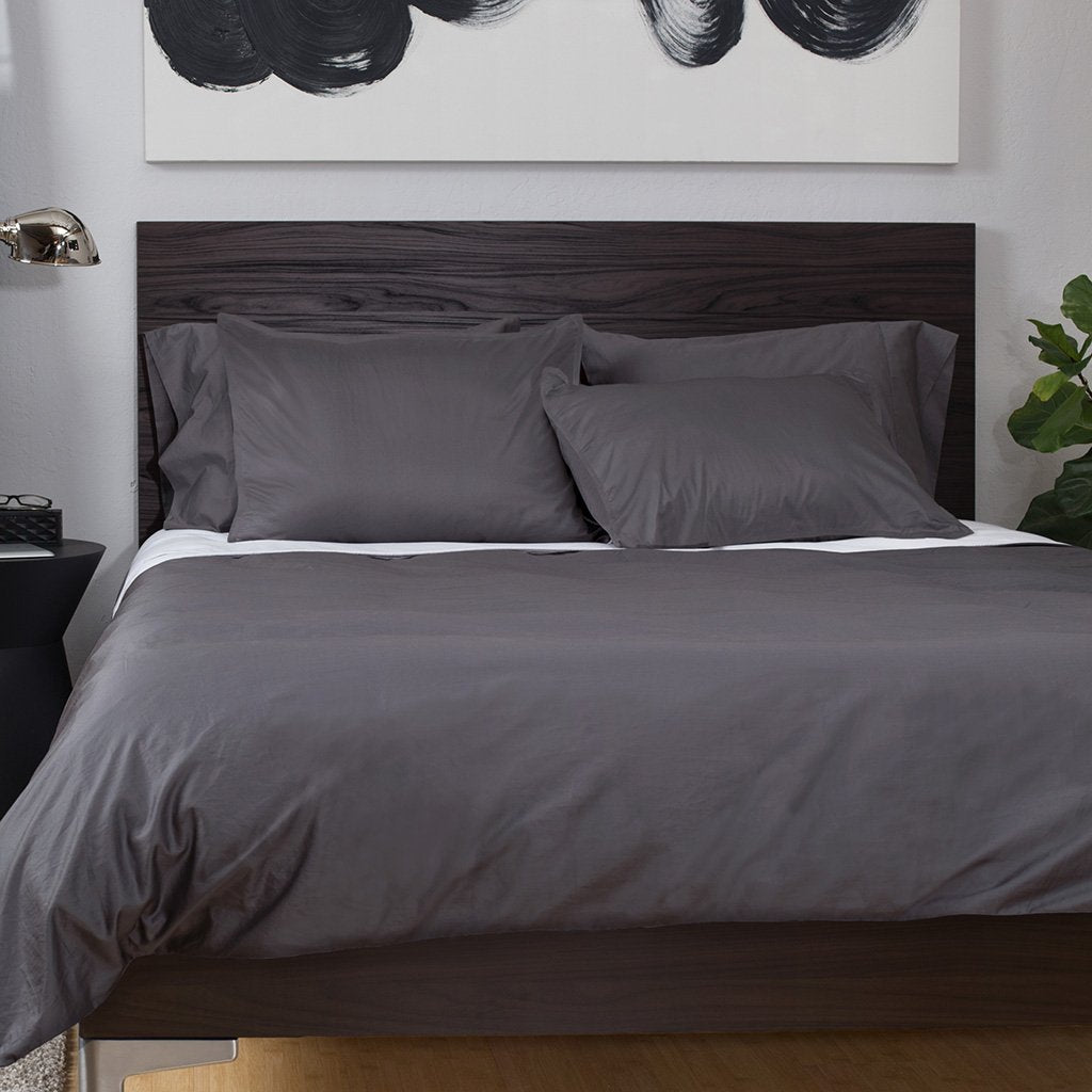 Charcoal Grey Flange Sham Pair