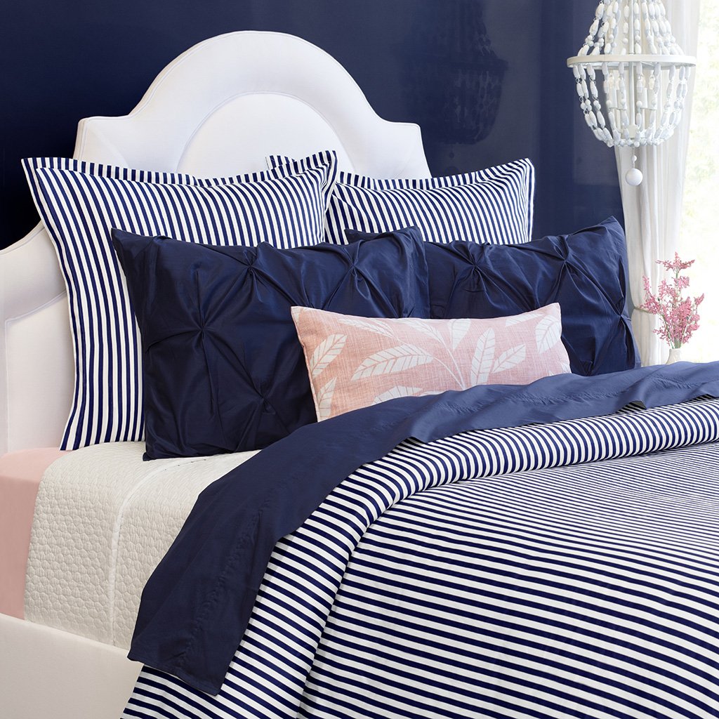 Navy Blue Valencia Pintuck Duvet Cover