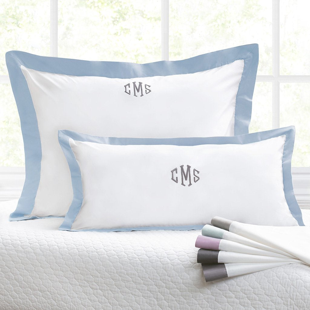 French Blue Linden Border Sham Pair