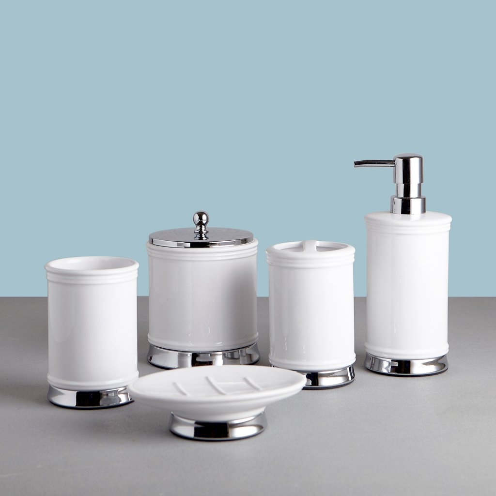 Classic White Chrome Bath Accessories, Tumbler