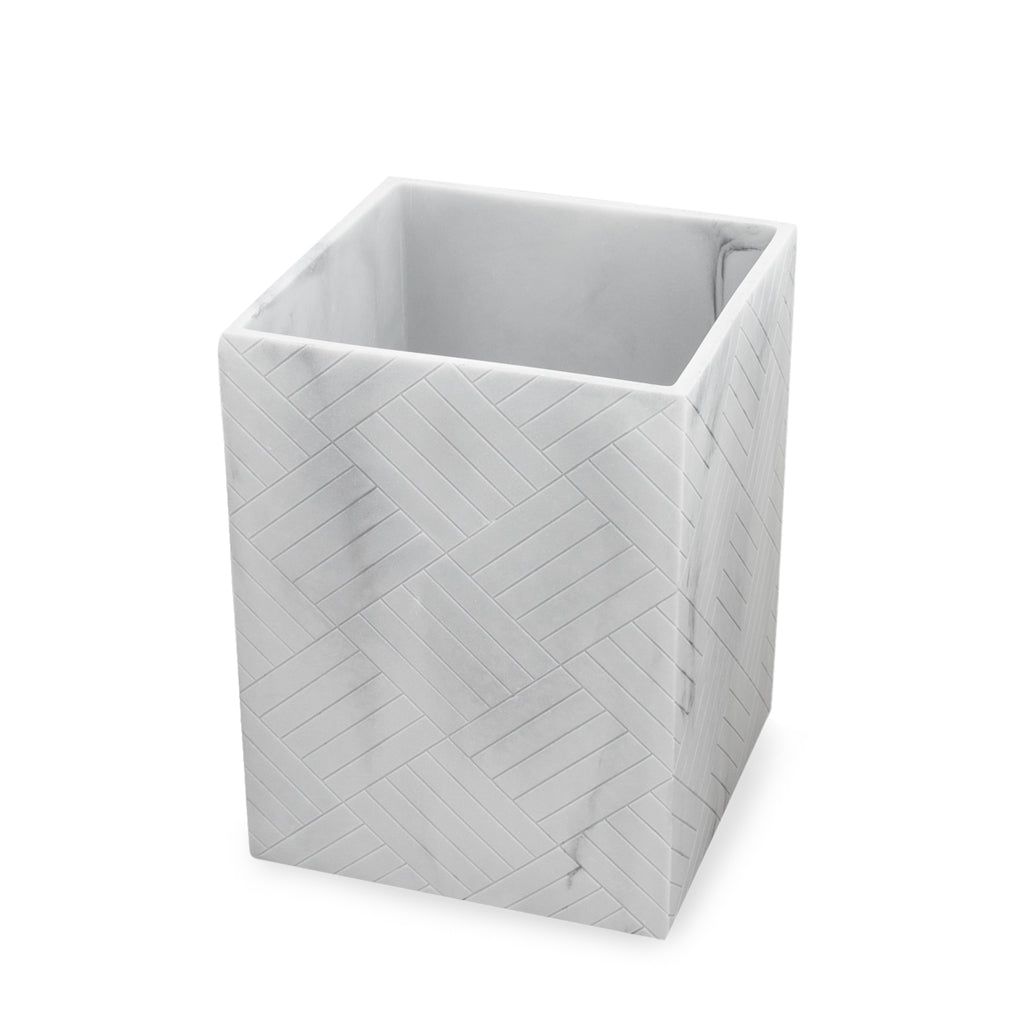 The Herringbone Grey Marble Bath Accessories