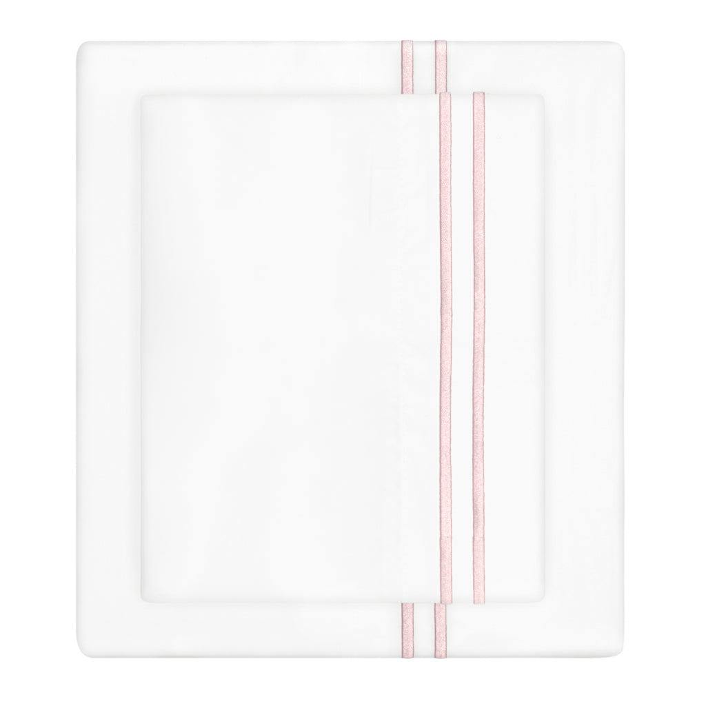 Pink Lines Embroidered Flat Sheet