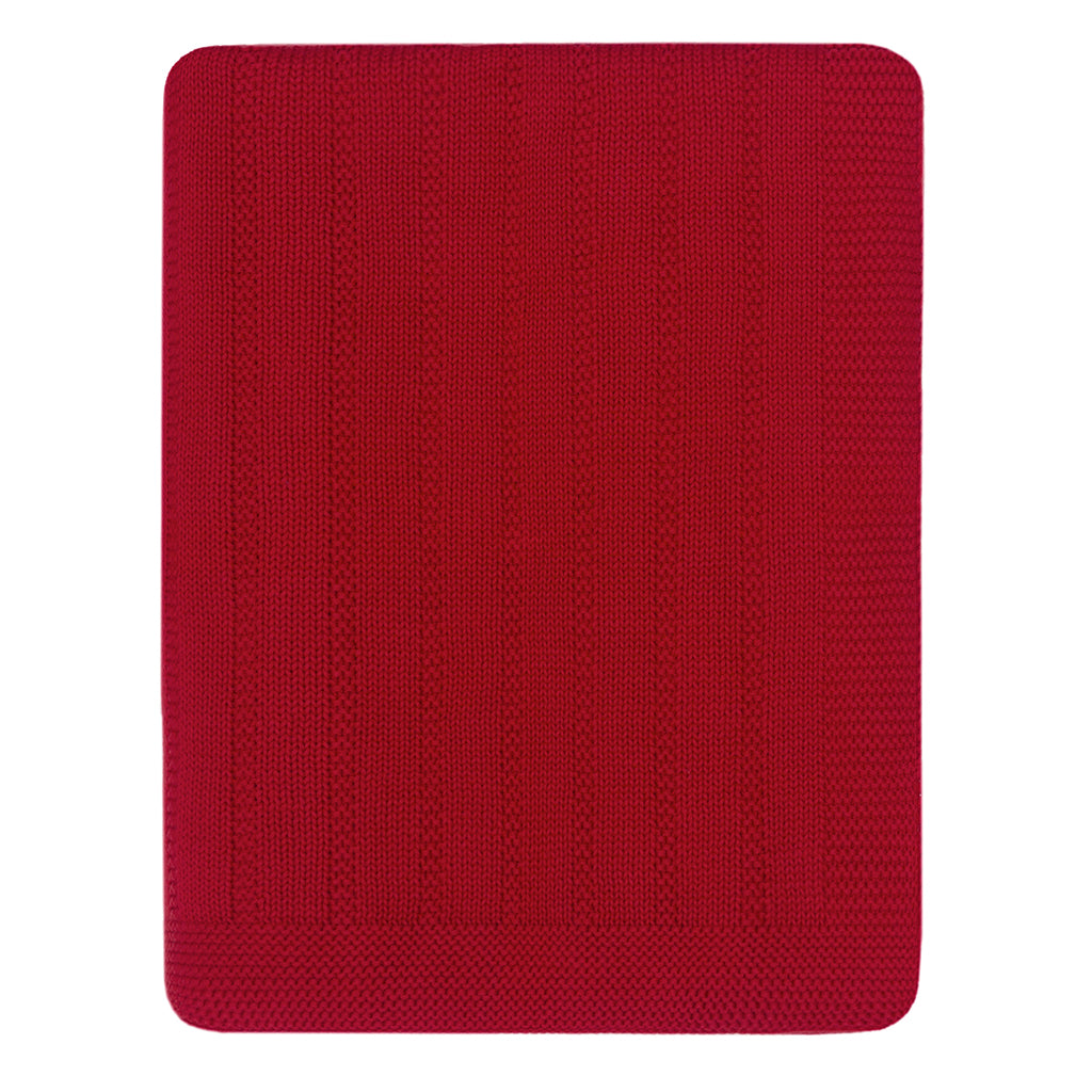 The Red Border Ribbed Knit Throw