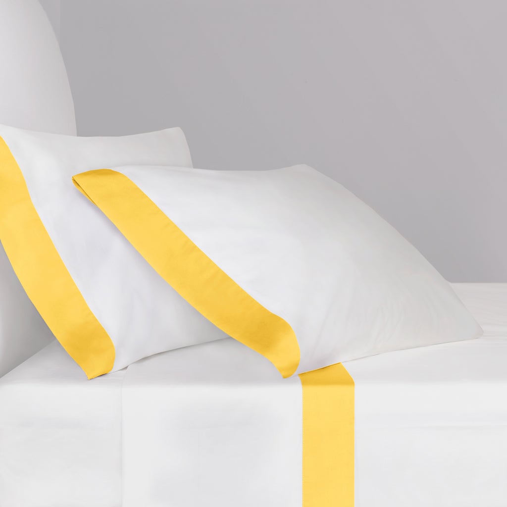 Yellow Border Sheet Set (Fitted, Flat, & Pillow Cases)