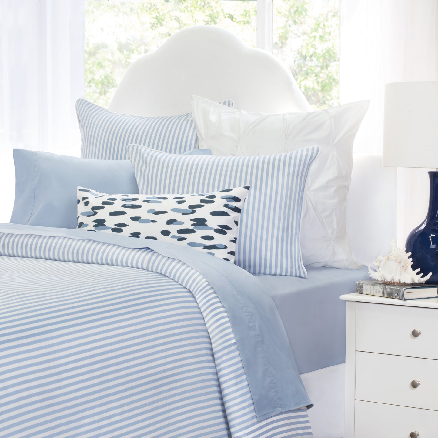 Navy and Dusk Blue Brushstrokes Throw Pillow