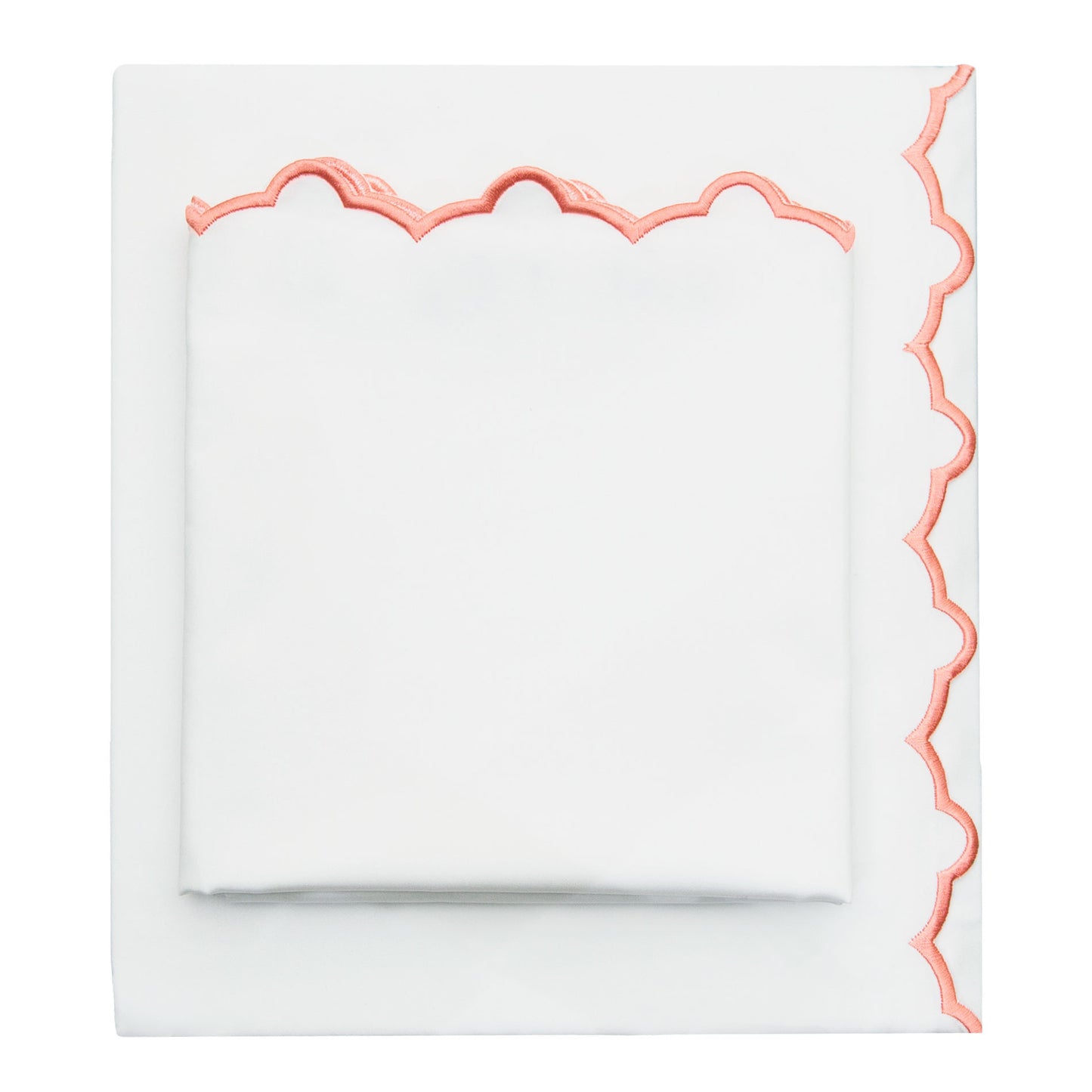 Coral Scalloped Embroidered Flat Sheet