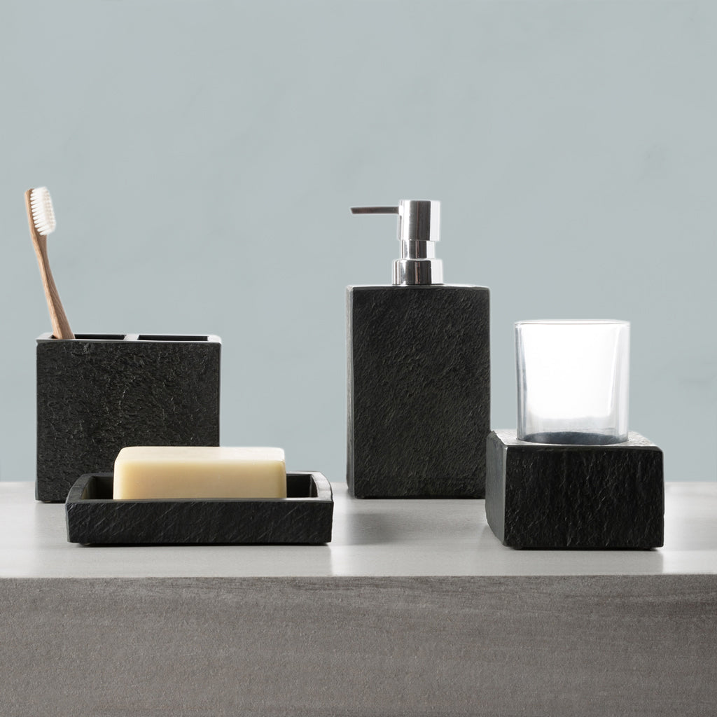 Charcoal Slate Resin Bath Accessories, Tumbler