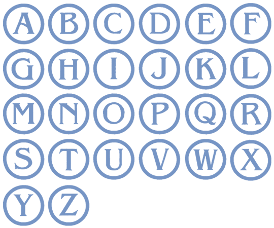 Image of all the letters in Stamp