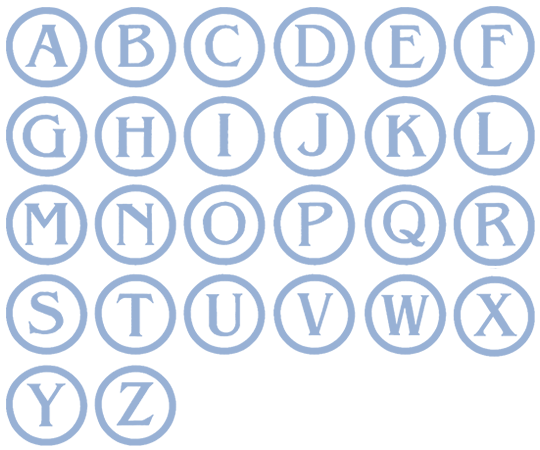 Image of all the letters in Stamp