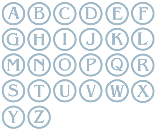 Image of all the letters in Stamp