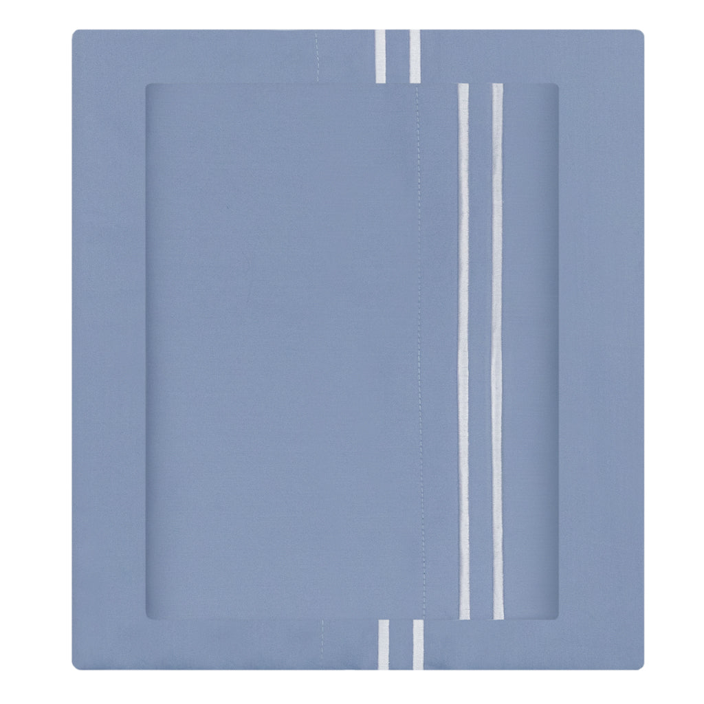 Coastal Blue 400 Thread Count Embroidered Lines Sheet Set (Fitted, Flat, & Pillow Cases)