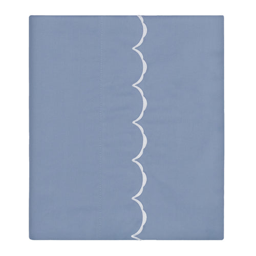 Coastal Blue Wavelet Embroidered Flat Sheet