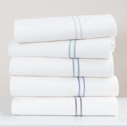 Cornflower Blue Lines Embroidered Flat Sheet