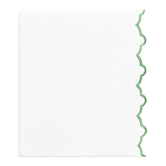 Palm Green Scalloped Embroidered Flat Sheet