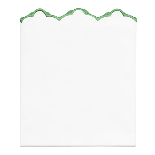 Palm Green Scalloped Embroidered Pillowcase Pair