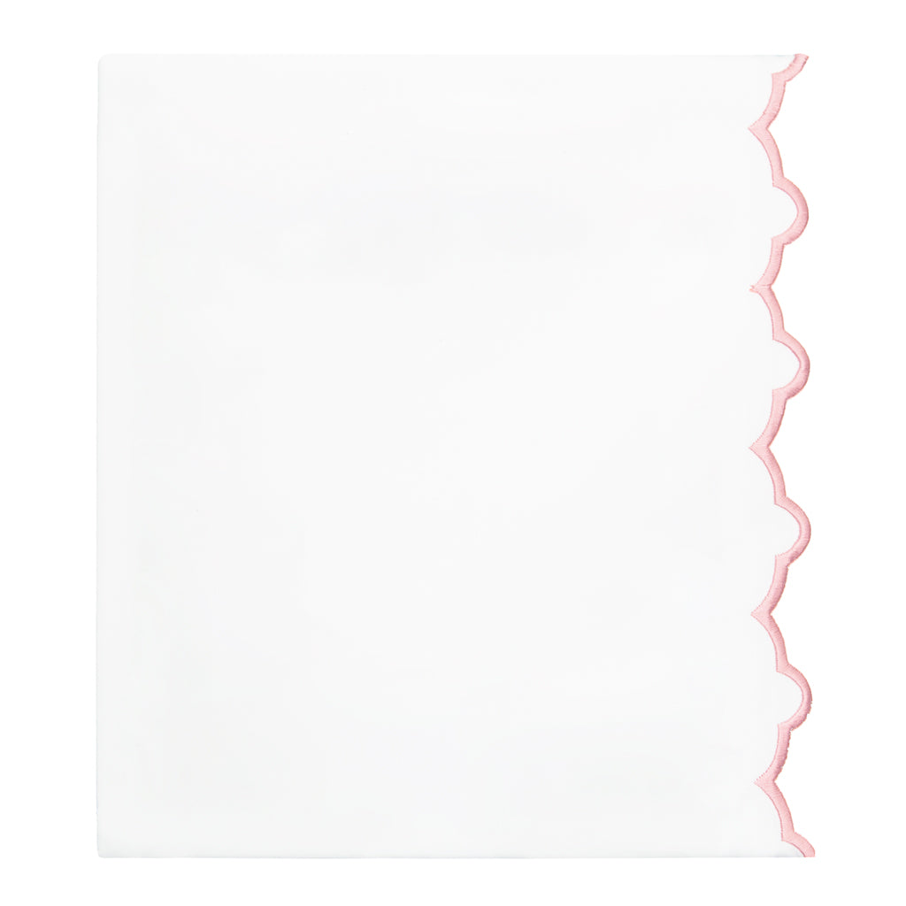 Pink Scalloped Embroidered Flat Sheet
