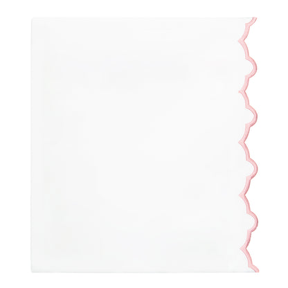 Pink Scalloped Embroidered Flat Sheet