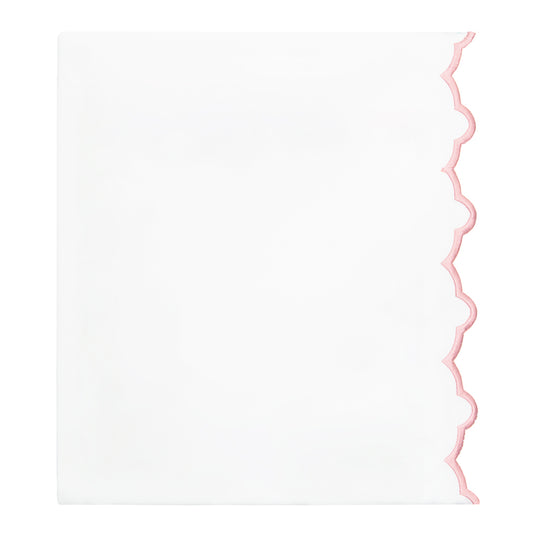 Pink Scalloped Embroidered Flat Sheet