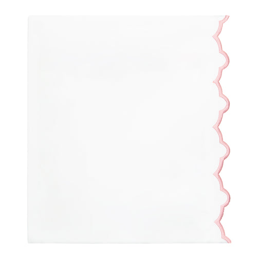 Pink Scalloped Embroidered Flat Sheet