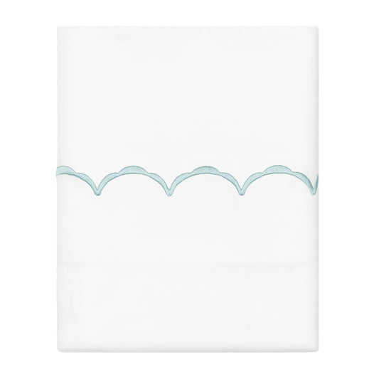 Porcelain Green Wavelet Embroidered Pillowcase Pair