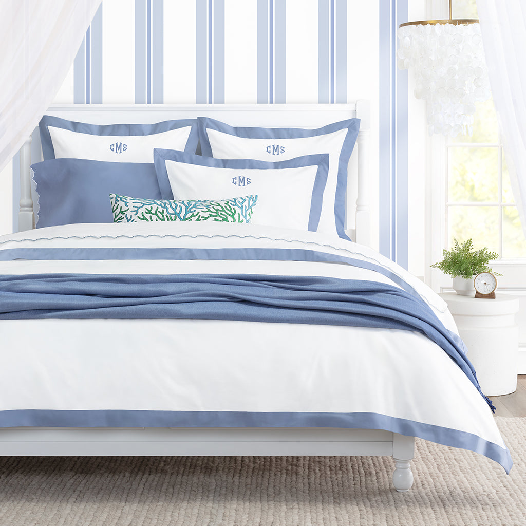 Coastal Blue Linden Border Sham Pair