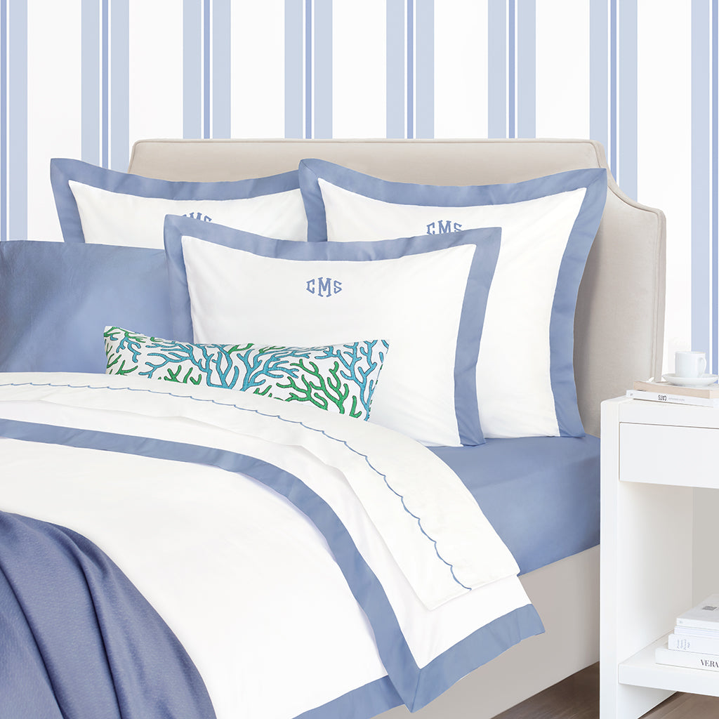Coastal Blue Linden Border Sham Pair
