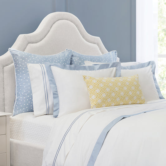 French Blue Linden Border Sham Pair