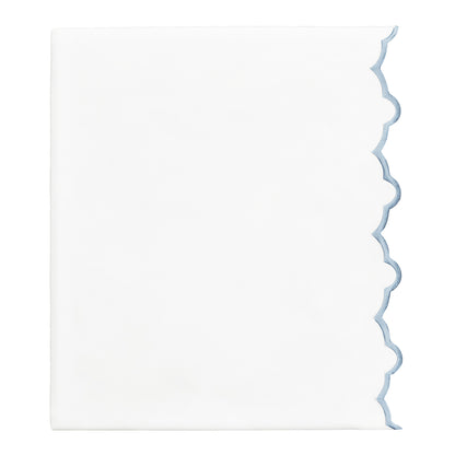 French Blue Scalloped Embroidered Flat Sheet