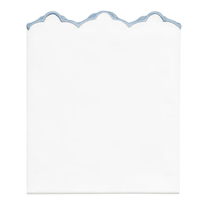 French Blue Scalloped Embroidered Pillowcase Pair