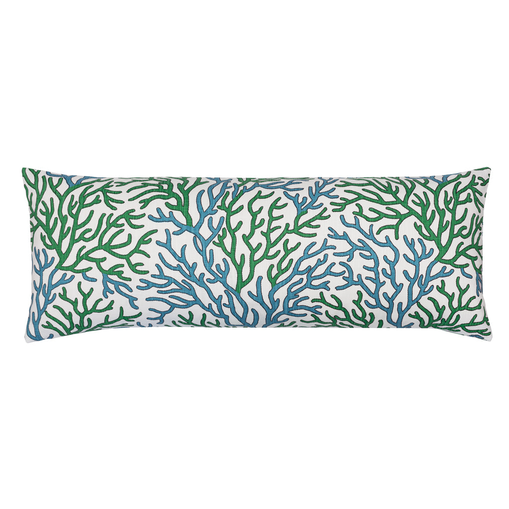 The Green and Teal Reef Extra Long Lumbar Throw Pillow