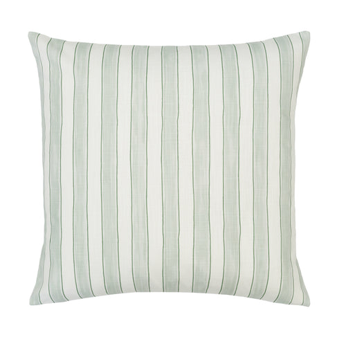 The Green Seaside Watercolor Stripes Square Throw Pillow