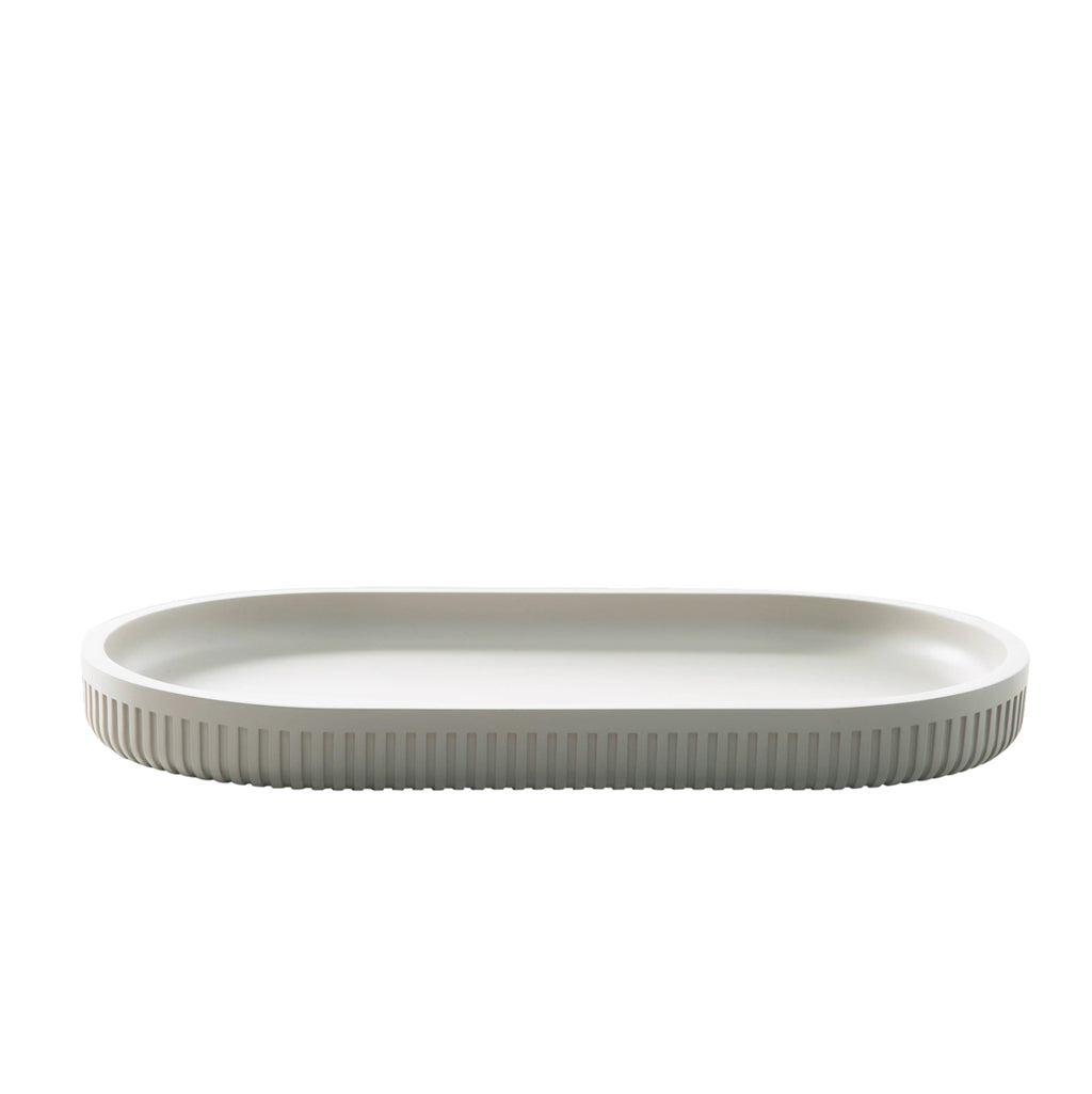 Modern Ribbed Taupe Bath Accessories, Tray