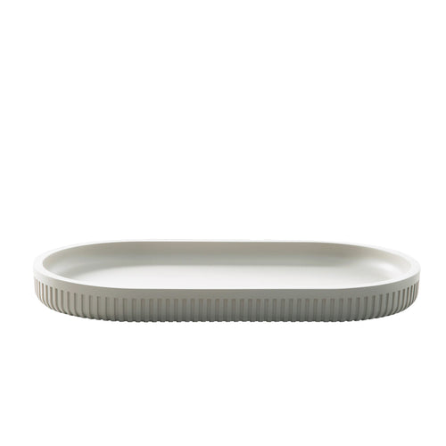 Modern Ribbed Taupe Bath Accessories, Tray