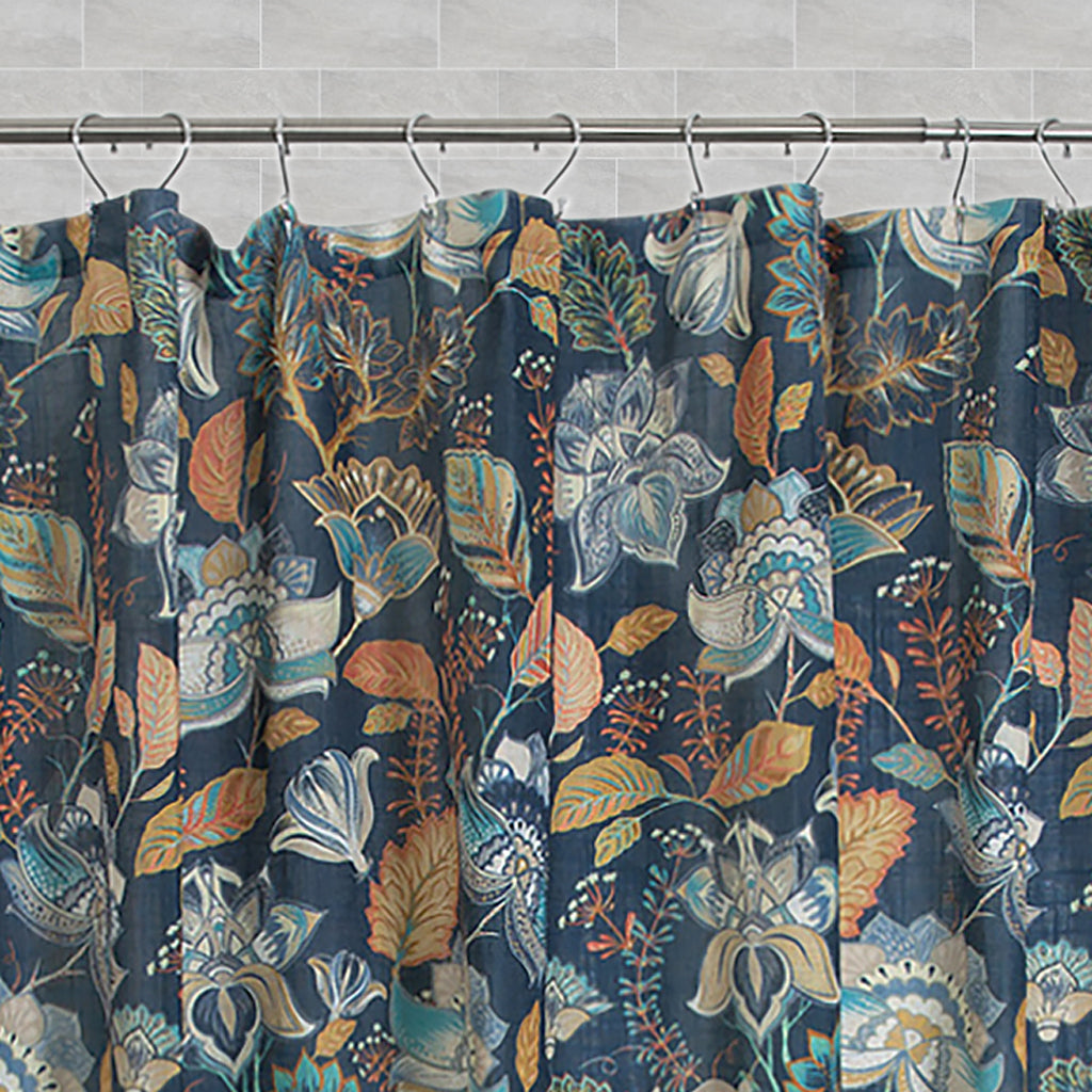 The Navy Botanical Shower Curtain