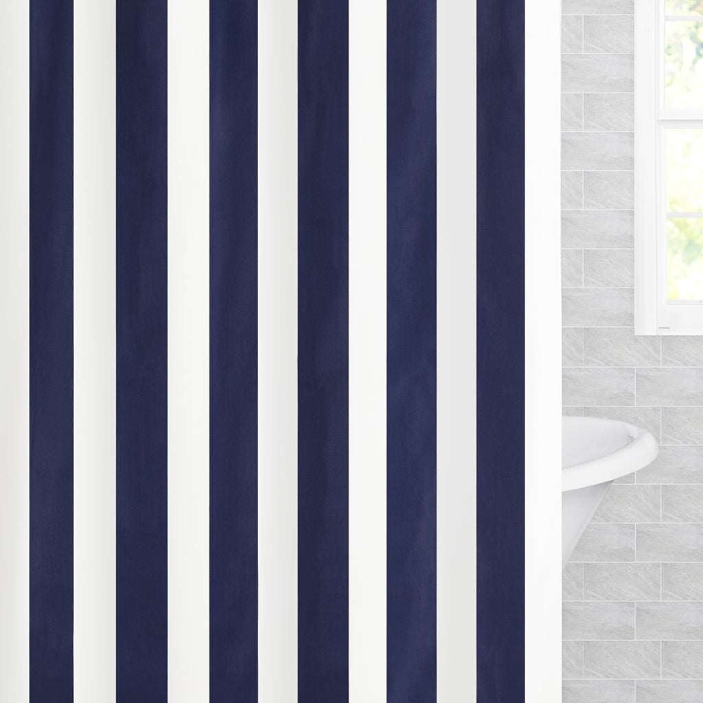 The Navy Blue Sailor Striped Shower Curtain