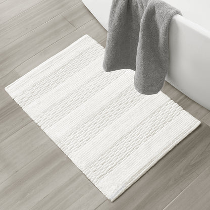 The White Shoreline Weave Bath Mat