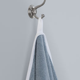 White Scalloped Plush Vista Blue Bath Towel
