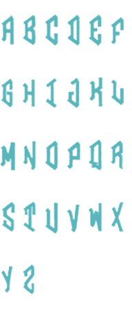 Image of all the letters in Diamond