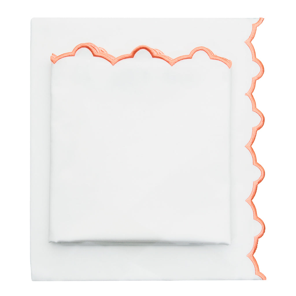The Apricot Scalloped Embroidered Sheet Set