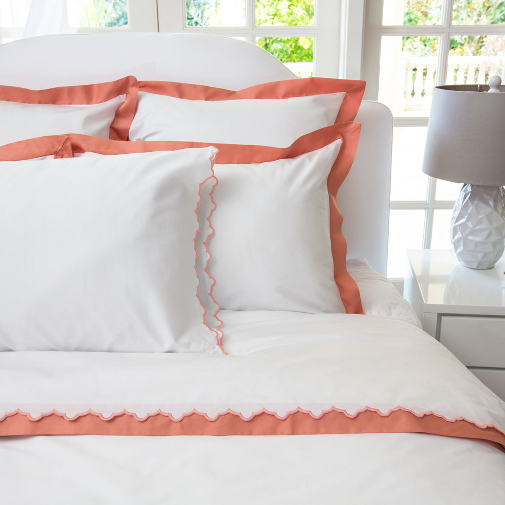 The Apricot Scalloped Embroidered Sheet Set