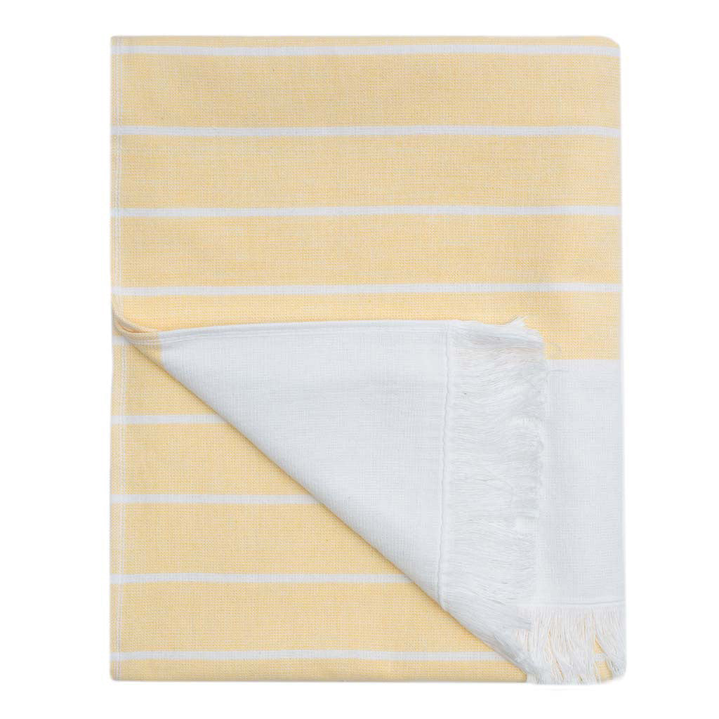 Yellow Stripe Fouta Towel Essentials Bundle (2 Wash + 2 Hand + 2 Bath Towels)