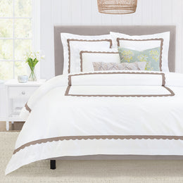 Camellia Taupe Scalloped Percale Sham