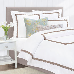 Camellia Taupe Scalloped Percale Sham